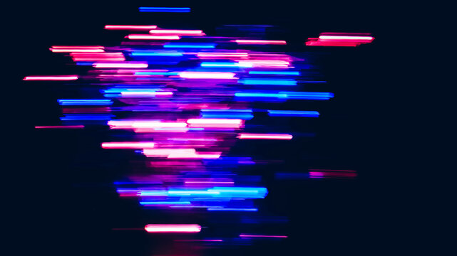 Light lines of blue and red colors on a black background