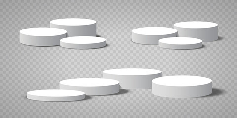 Display pedestal, Design platform, Empty product, White room and side lights. 3D rendering. © andreu1990