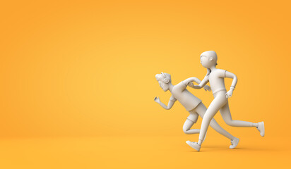 Fototapeta na wymiar Man and woman running together. fitness training illustration. 3D Rendering