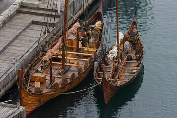 viking ships at the quay.