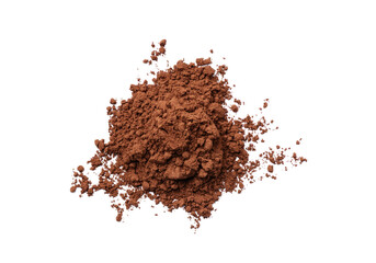 Heap of cocoa powder isolated on white background.