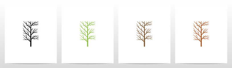Tree Branch Forming Letter Logo E