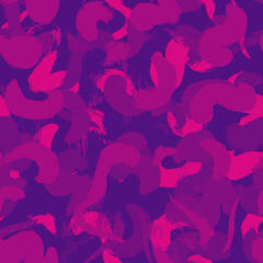 Seamless pattern with painted brush strokes. Ink illustration. Isolated on white background. Black handmade elements.