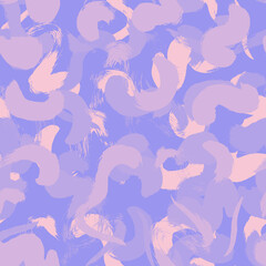 Seamless pattern with painted brush strokes. Ink illustration. Isolated on white background. Black handmade elements.