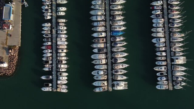 ayvalik cunda Marina drone shot and castle, Balikesir ,TURKEY. High quality 4k footage