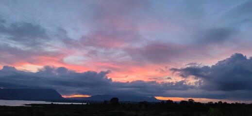 Beautiful sunset by the lake
