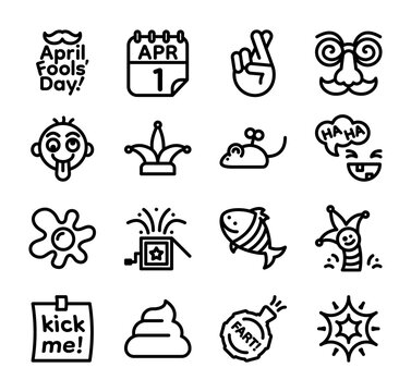 April Fools' Day related icon set, Vector, Illustration.
