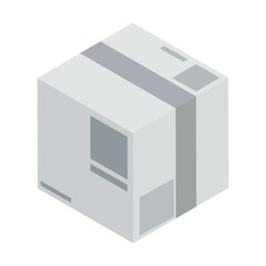 package in the form of a gray box with inscriptions