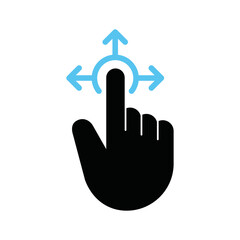 Finger touch gesture in different directions, Vector.