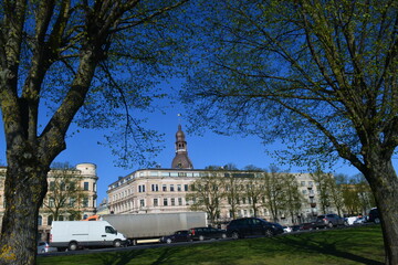beautiful summer day walking in riga