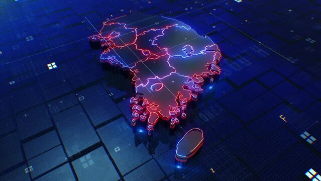 South Korea map digital 4k 