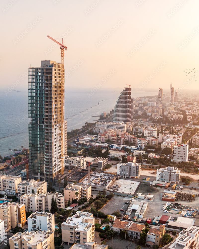 Wall mural cityscape of limassol in cyprus during sunset