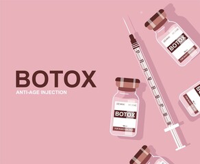 Botox illustration concept. Botulinum toxin anti aging treatment  - obrazy, fototapety, plakaty