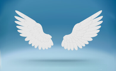 Cartoon white wings. Isolated White Angel Wings.