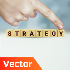 STRATEGY inscription made of wooden cubes. Business concept. Copy space