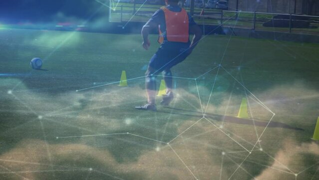 Animation of data processing over diverse male soccer players exercising