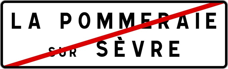 Panneau sortie ville agglomération La Pommeraie-sur-Sèvre / Town exit sign La Pommeraie-sur-Sèvre