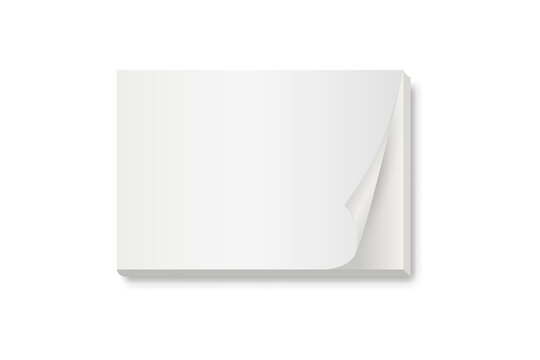 White square paper or sticker block for template or mockup isolated on white background. Blank mockup. 3D isometric vector illustration for presentation, advertising, website, apps, banner layout