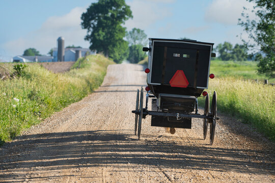 Amish Buggy on Rural, gravel road