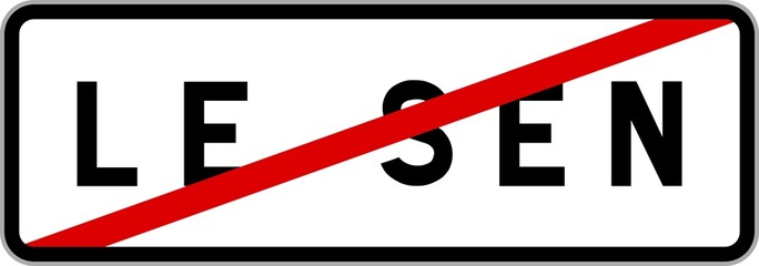 Panneau sortie ville agglomération Le Sen / Town exit sign Le Sen © BaptisteR