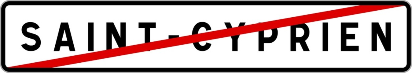 Fototapeta premium Panneau sortie ville agglomération Saint-Cyprien / Town exit sign Saint-Cyprien