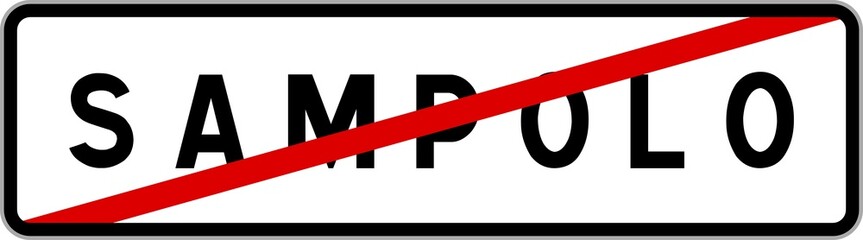 Panneau sortie ville agglomération Sampolo / Town exit sign Sampolo