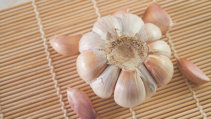 garlic on a wooden board