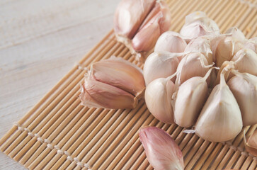 garlic on a wooden board