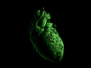 Heart Front Abstract Hologram Data Machine Concept BackgroundMedical Research 3D