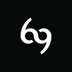 Numbers, monogram, minimalist modern logo 6,9, 69. Icon, typography, sign of infinity. Six, nine