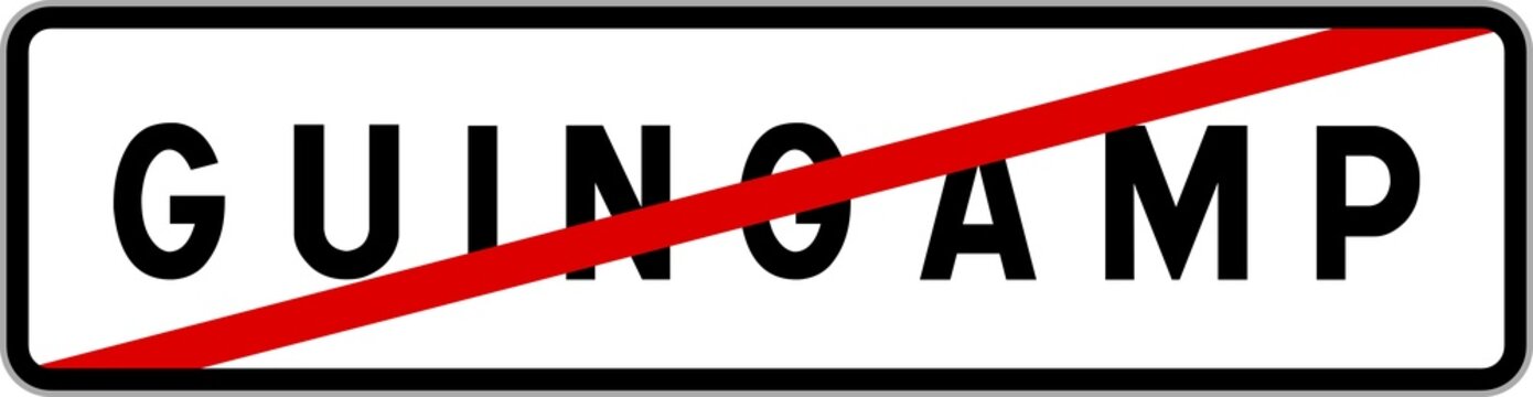 Panneau sortie ville agglom&eacute;ration Guingamp / Town exit sign Guingamp