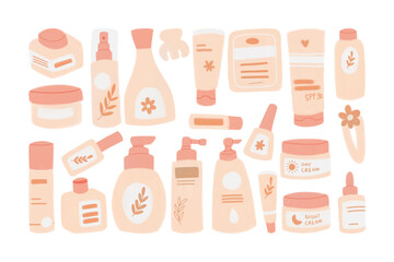 Cute Pastel Pink Beauty Care Clipart Set
