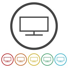 PC monitor icons in color circle buttons