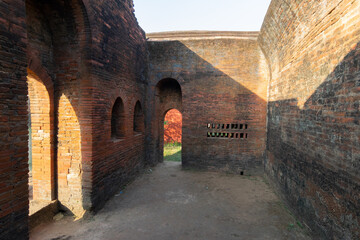 Famous terracotta (fired clay of a brownish-red colour, used as ornamental building material) artworks at Lalji Temple, Bishnupur, West Bengal, India. It is popular UNESCO heritage site of India.