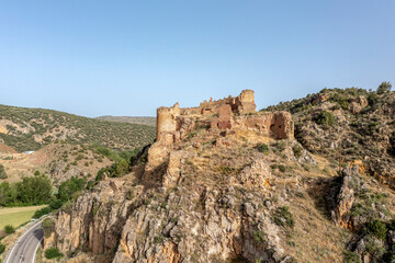 Fototapeta na wymiar Santa Croche Castle is a medieval castle built on the site of Santa Croche, on the outskirts of the town of Albarracin, province of Teruel