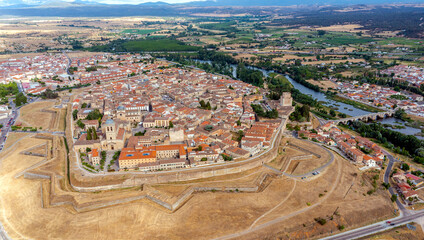 Panoramic aerial view of Ciudad Rodrigo in the province of Salamanca Spain,