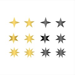 set gold and black Star icon logo design collection. star vector illustration