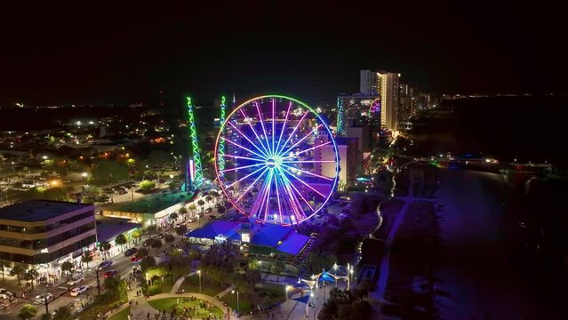 Myrtle Beach boardwalk at night