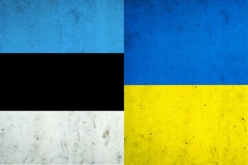 Flags of Ukraine and Estonia. Support. Commonwealth. Friendship. Politics Economy