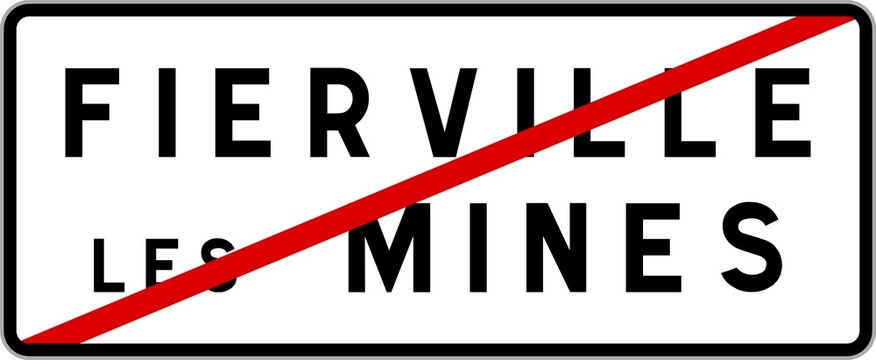 Panneau sortie ville agglomération Fierville-les-Mines / Town exit sign Fierville-les-Mines