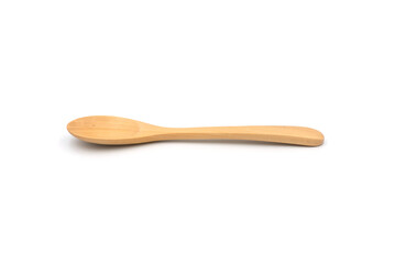 Close-up Wooden spoon isolated on the white background.
