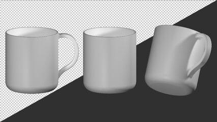 3d render white mug