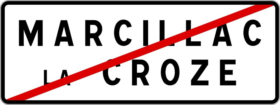 Panneau sortie ville agglom&eacute;ration Marcillac-la-Croze / Town exit sign Marcillac-la-Croze