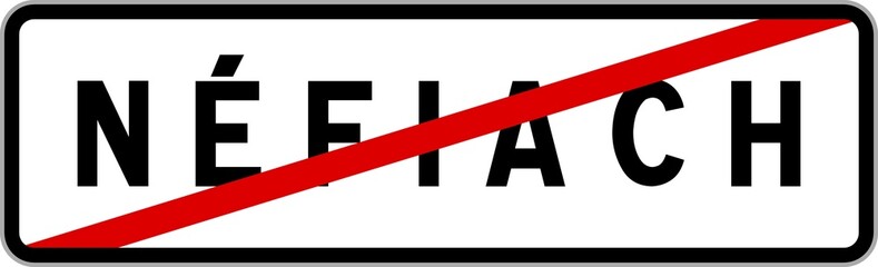 Panneau sortie ville agglomération Néfiach / Town exit sign Néfiach