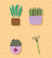 gardening houseplants and pitchfork