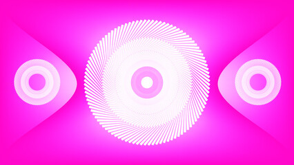 Pink background and white dividing light, with spirals on the sides and in the center