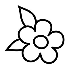 Flower with leaves outline icon. Coloring book page for children. Vector illustration isolated on white background.