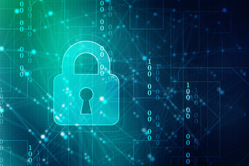 2d illustration Safety concept: Closed Padlock on digital background