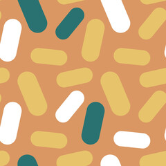 Vector simple illustration with rounded line on color background. Flat style seamless pattern design with line shape