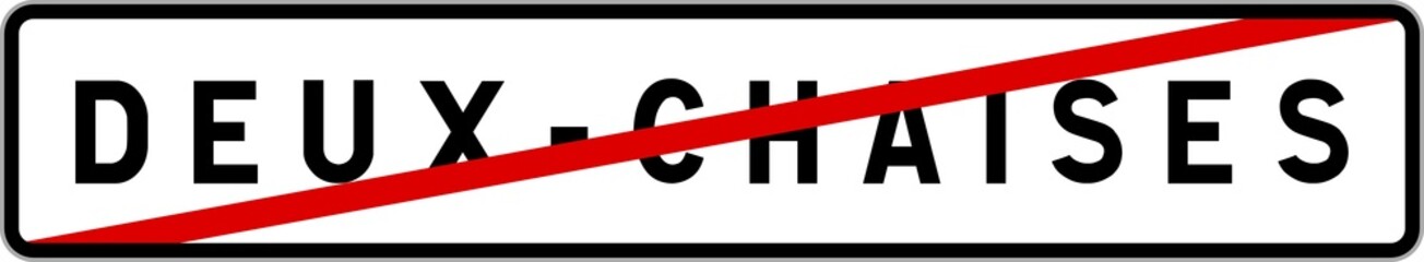 Panneau sortie ville agglomération Deux-Chaises / Town exit sign Deux-Chaises